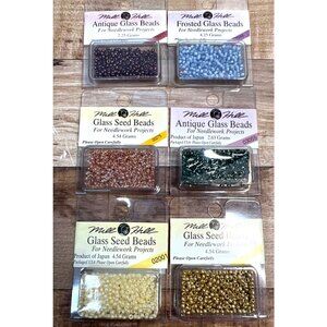 Lot Of 6 Mill Hill Glass Seed Beads & Antique Glass Beads For Needlework Project